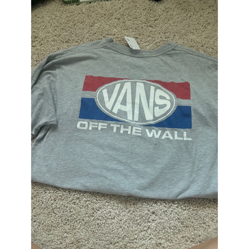Vans Off The Wall Long Sleeve Grey Graphic Skate Tee Shirt Mens Medium